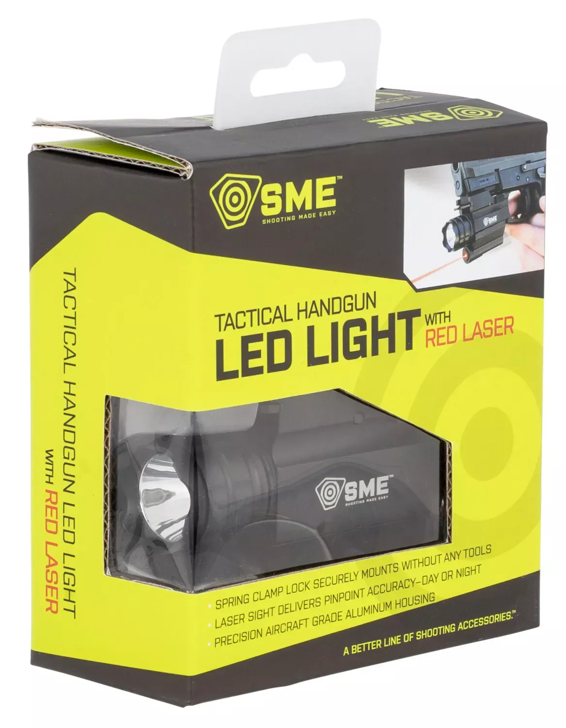SME Tactical Weapon Light w/Laser For Handgun 250 Lumens Output White Cree LED Light Red Laser Picatinny/Weaver Mount Black Aluminum