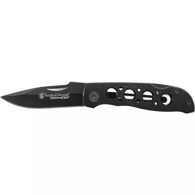 Smith & Wesson CK105BKEU Extreme Ops Liner Lock Drop Point Folding Knife 3.4″ 7Cr17MoV High Carbon Stainless Steel Blade, Aluminum Handle