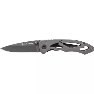 Smith & Wesson CK400 Frame Lock Drop Point Folding Knife 2.22" 7Cr17MoV High Carbon Stainless Steel Drop Point Blade, Stainless Steel Handle