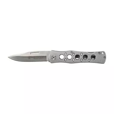 Smith & Wesson CK6AEU Extreme Ops Folding Knife 3.5" 7Cr17 High Carbon Stainless Steel Drop Point Blade, Stainless Steel Handle