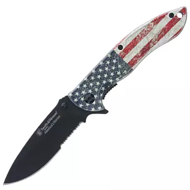 Smith & Wesson Heroes 3.25" Drop Point Blade Partially Serrated Folding Knife