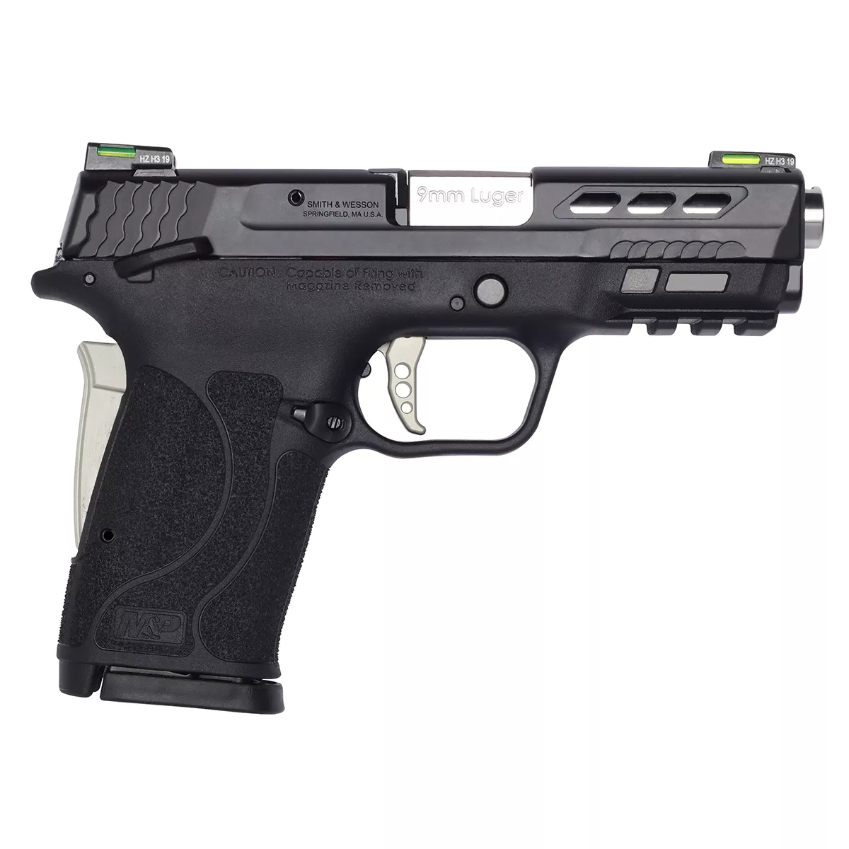 Smith & Wesson Performance Center M&P 9 Shield EZ 9mm Pistol- Silver Ported Barrel, Manual Thumb Safety