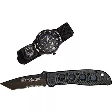 Smith & Wesson SW-XTMOPS-2 Extreme Ops Folding Knife & Watch Combo Pack