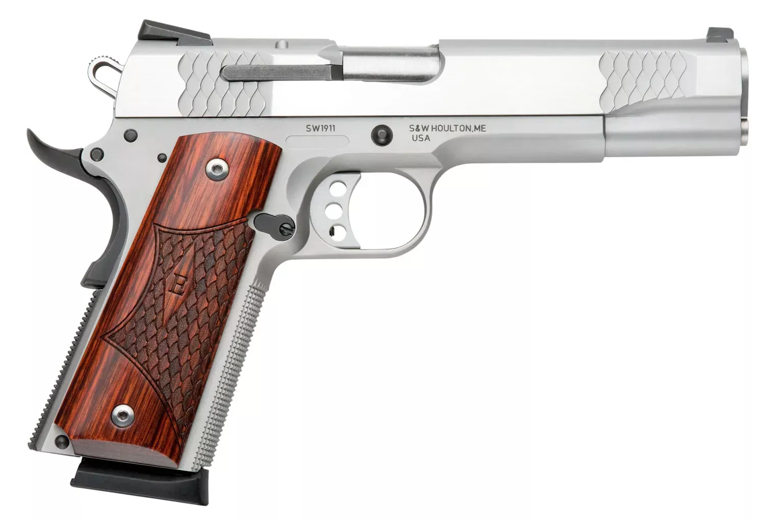 Smith & Wesson SW1911 E-series 45 ACP Pistol 5″ SS/WD 108482