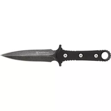 Smith & Wesson SWF606 Full Tang Boot Knife Fixed Blade Knife 4.40" Stonewash Plain Edge Blade, TPE Handle