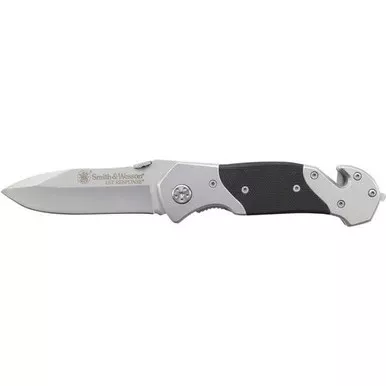 Smith & Wesson SWFR 1st Response Liner Lock Folding Knife 3.3" 7Cr17MoV High Carbon Stainless Steel Straight Edge Drop Point Blade, Steel Handle