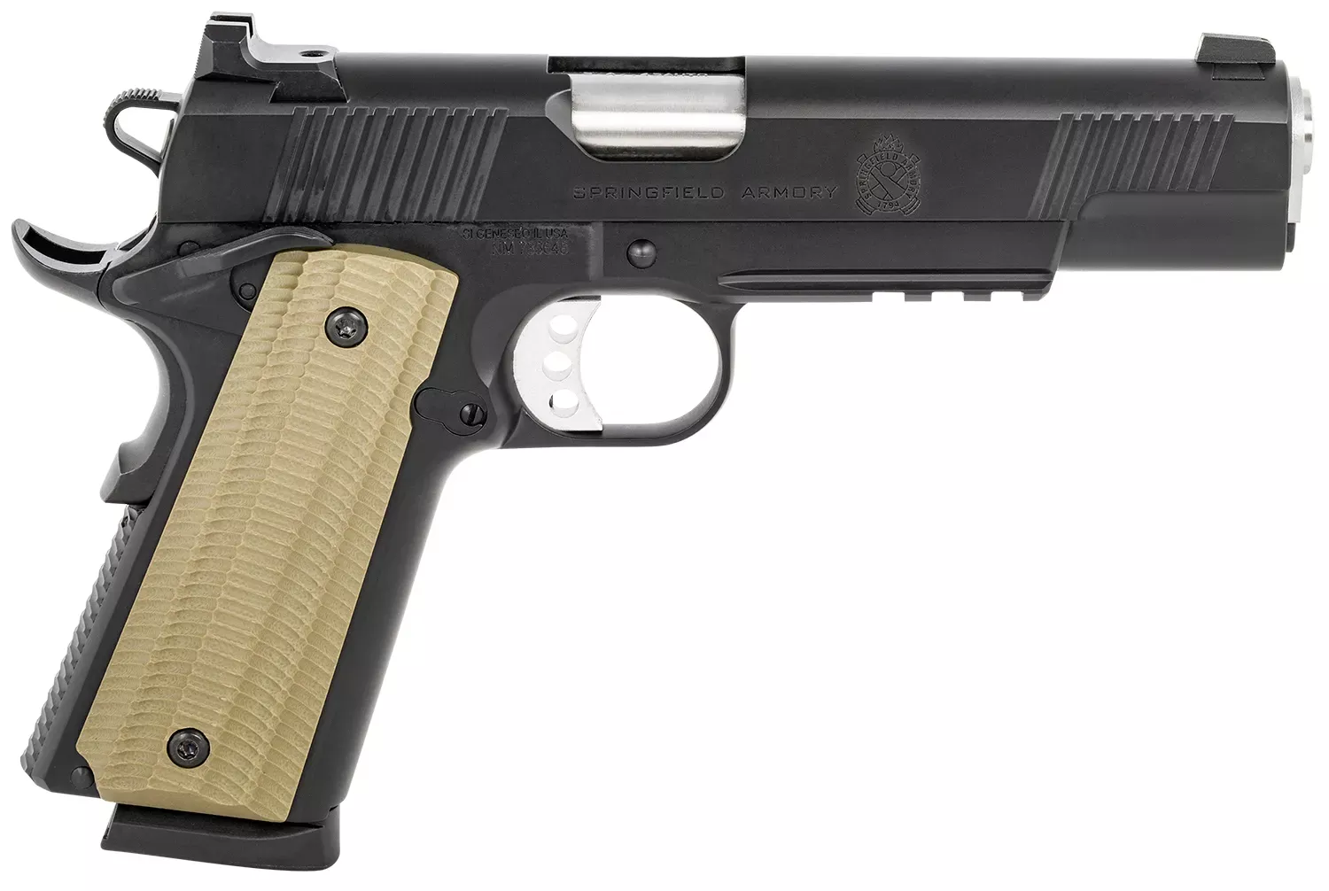 Springfield 1911 Operator, 45ACP, 5" Barrel, 8+1 Capacity, Black Cerakote Frame, Beavertail, Picatinny Rail, VZ G10 Grips