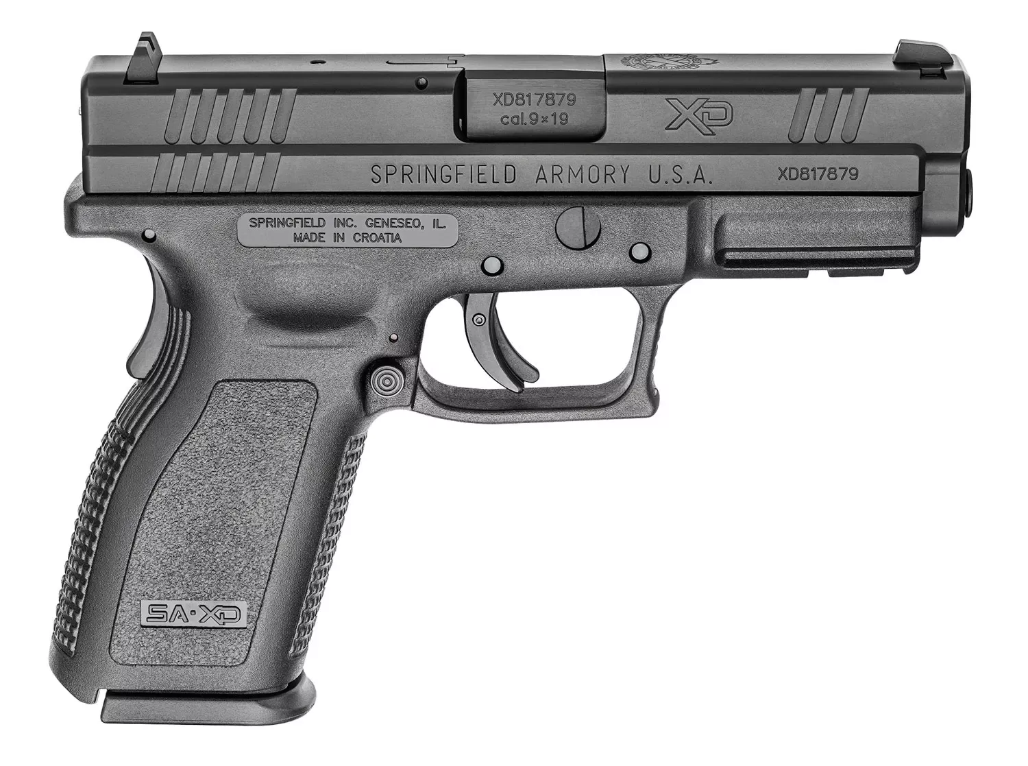 Springfield XD, 9mm, 4" Barrel, 10+1 Capacity, Picatinny Rail, CA Compliant, Black