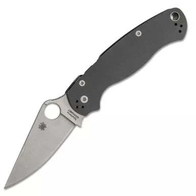 Spyderco Paramilitary 2 Folding 3.47" Maxamet Satin Blade Dark Gray G10 Handles