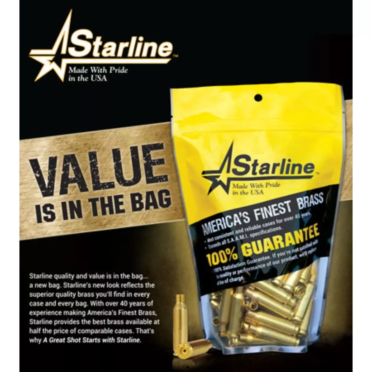 Starline Brass Unprimed Cases 444 Marlin Rifle Brass – 50 Per Bag