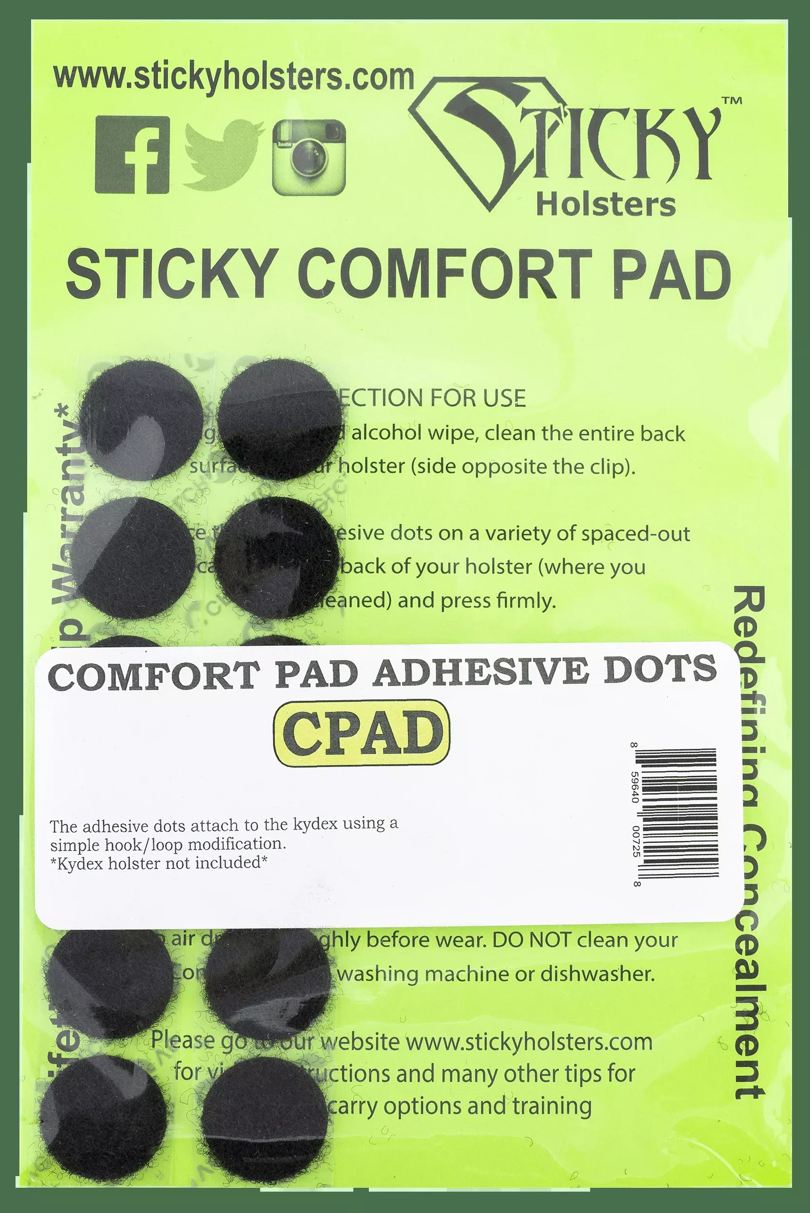 Sticky Holsters Comfort Pad, Sticky Comfort Pad Adhesive Loop Dots