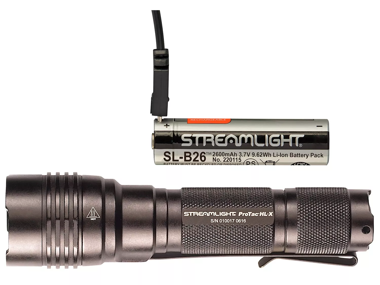 Streamlight ProTac HL-X USB Flashlight Black Anodized 65/400/1000 Lumens White LED