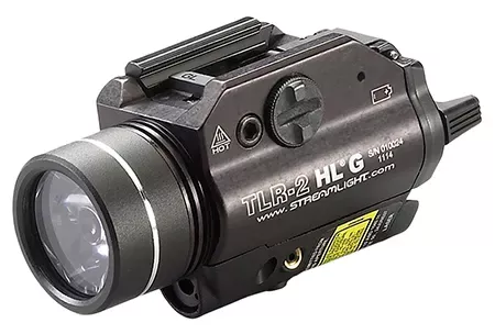 Streamlight TLR-2 HL G Weapon Light w/Laser 1000 Lumens Output White LED Light Green Laser 283 Meters Beam Picatinny Rail Mount Black Anodized Aluminum