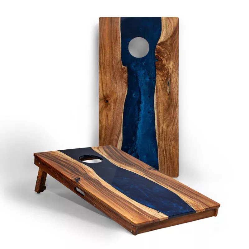 Studio Series Live Edge Resin 2×4 Cornhole Boards | River Collection