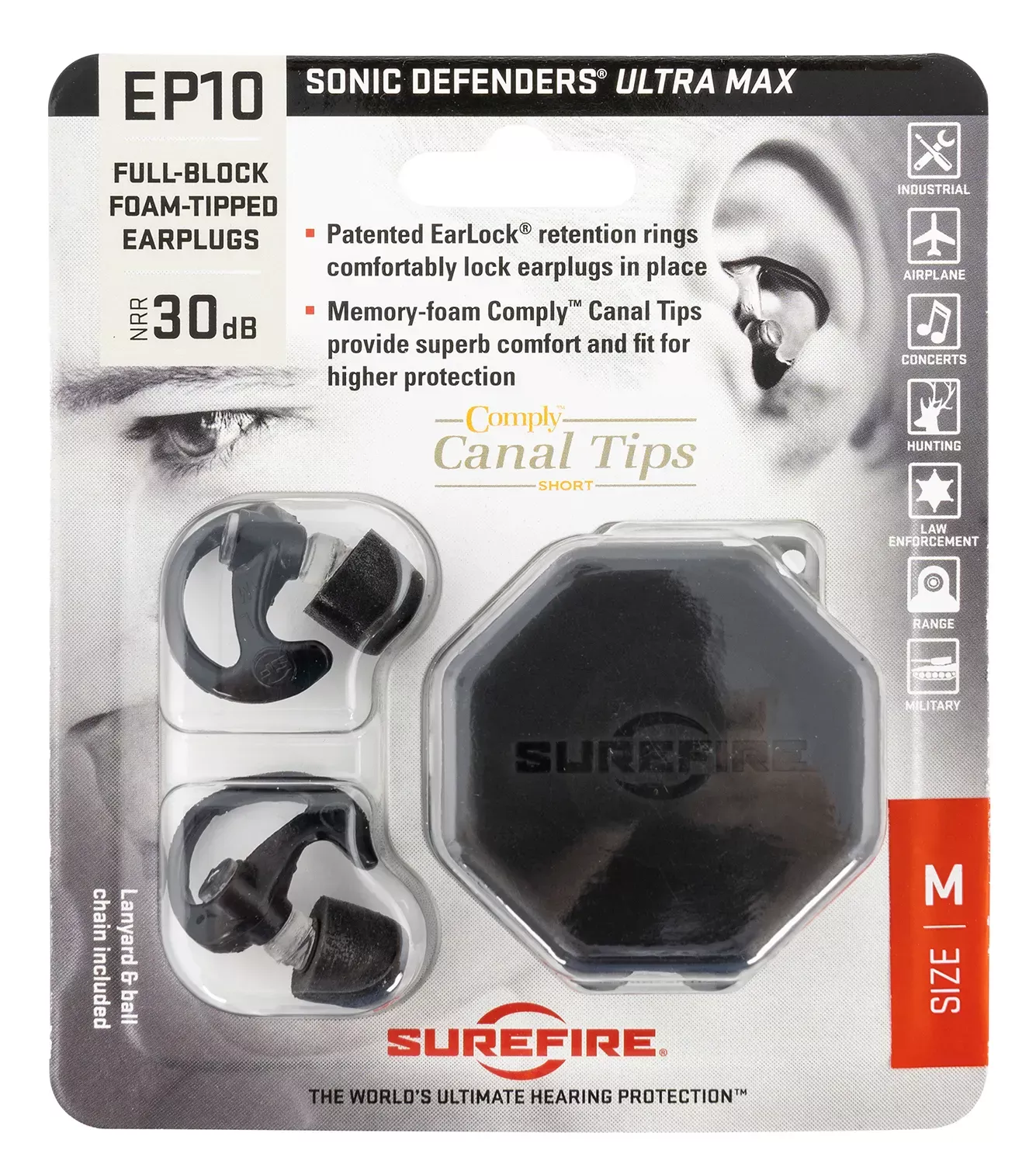 SureFireEP10 Sonic Defenders Ultra Max Medium 30 dB Full Block Style