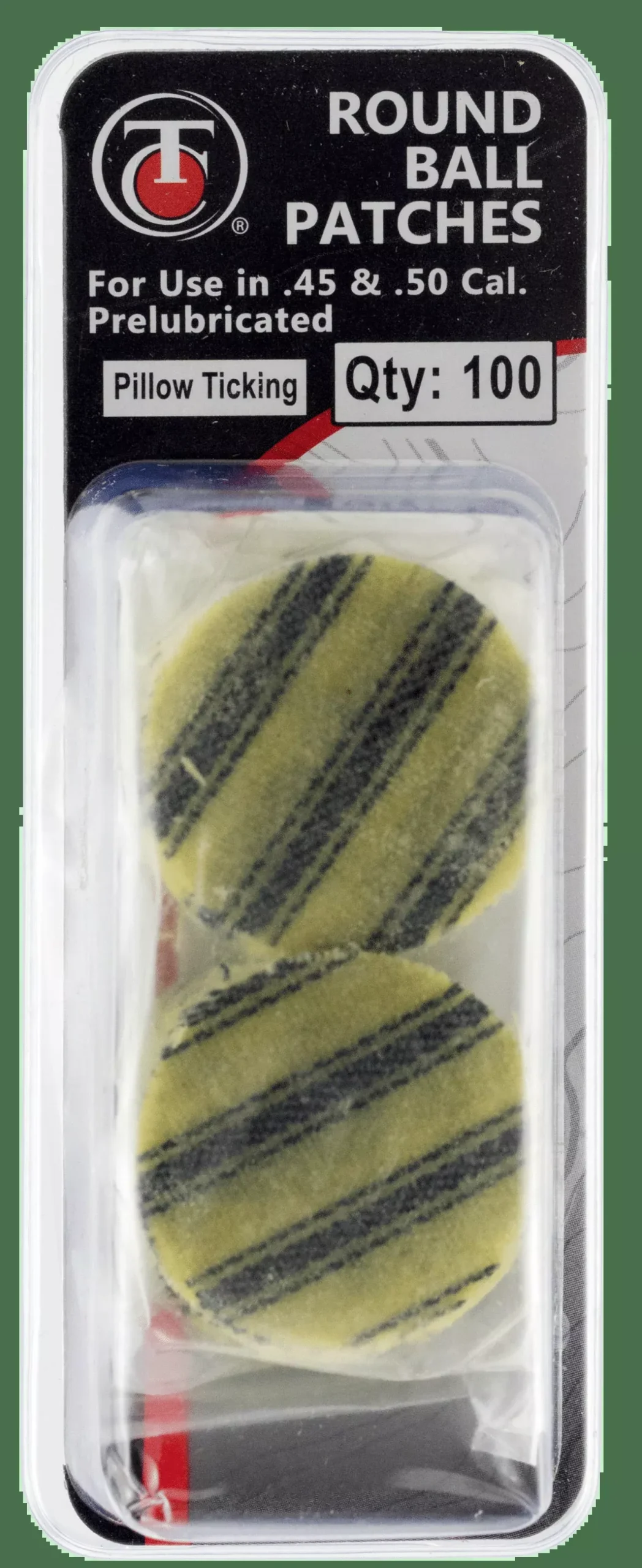 T/c Pillow Ticking Patches - .45-.50cal. Pre-lubed 100-pack