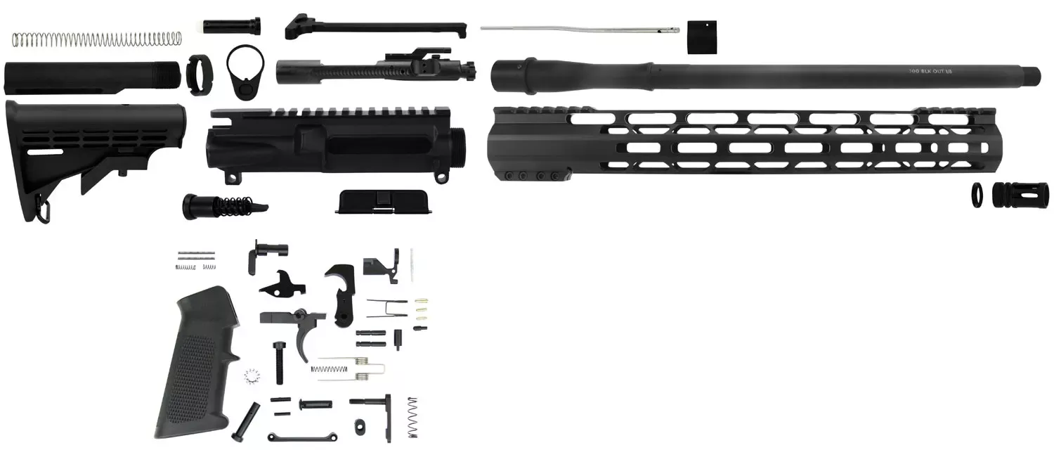 TacFire AR Build Kit Rifle 300 Blackout AR Platform Black Nitride Aluminum