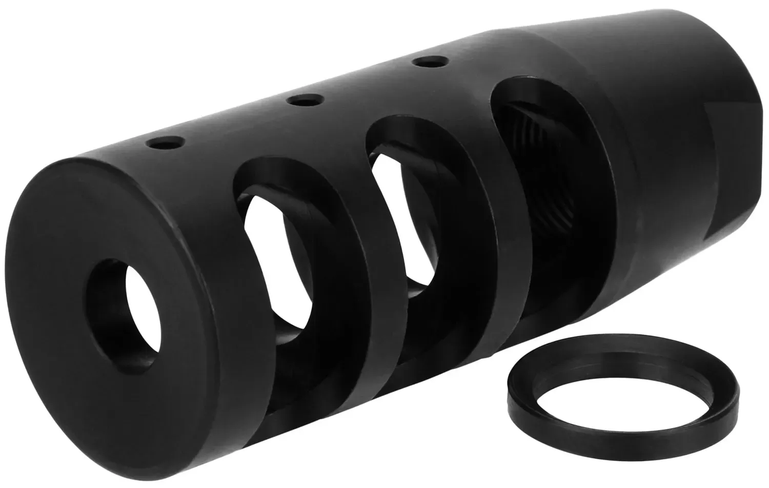 TacFire Compact Compensator Black Nitride Steel with 1/2″-28 tpi Threads & 2.50″ OAL for 5.56x45mm NATO AR-15
