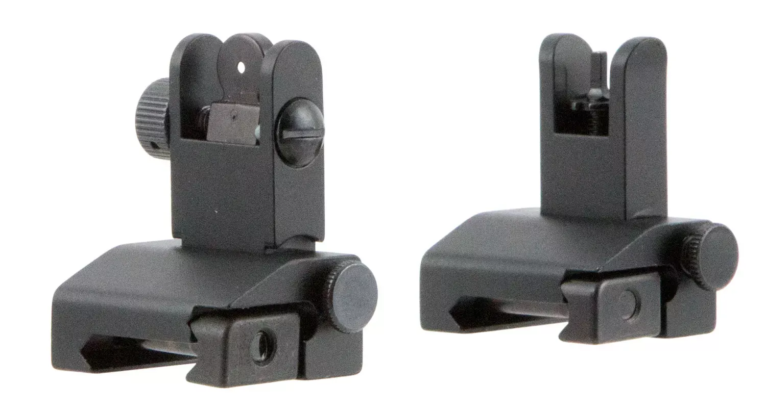 TacFire Low Profile Sight Set Flip Up Black Anodized AR-Platform