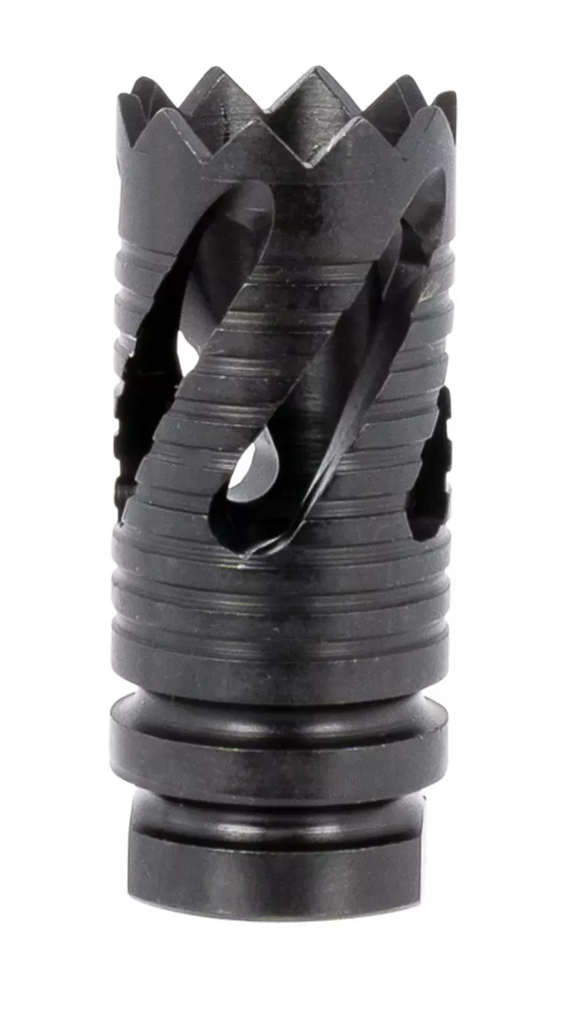 TacFire Thread Crown Muzzle Brake Black Oxide Steel with 1/2″-36 tpi Threads, 2.05″ OAL & 0.87″ Diameter for 9mm Luger AR-Platform