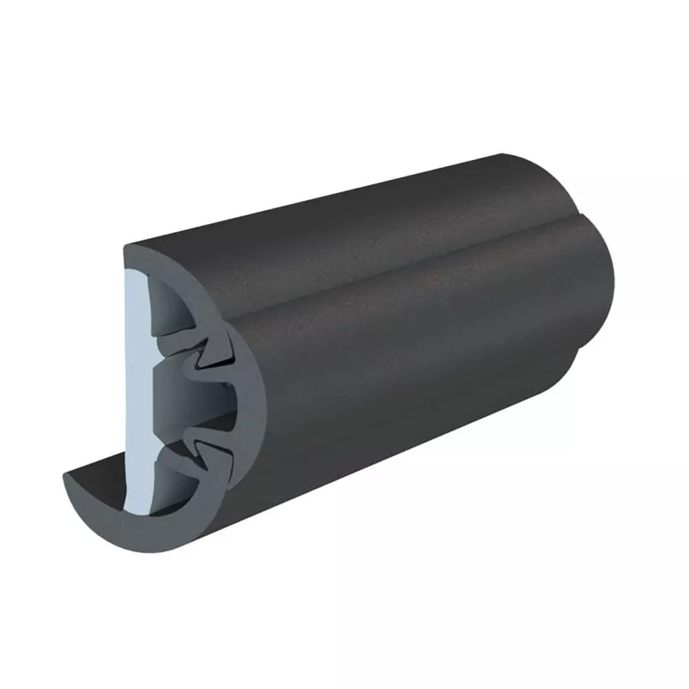 TACO Marine SuproFlex Rub Rail Kit with Flex Vinyl Overlay Insert – 2 inches High x 1-1/4 inches Wide x 60 feet Long – Black with Black Insert – V11-9993BBK60-2