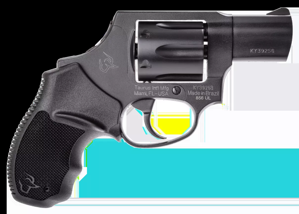 Taurus 2-856021CH 856 Revolver 38 Special +P Caliber with 2" Barrel, 6rd Capacity Cylinder, Overall Matte Black Metal Finish, Concealed Hammer Frame & Finger Grooved Black Rubber Grip