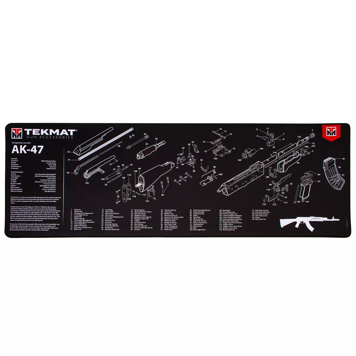 TekMat AK-47 Parts Diagram Ultra Cleaning Mat