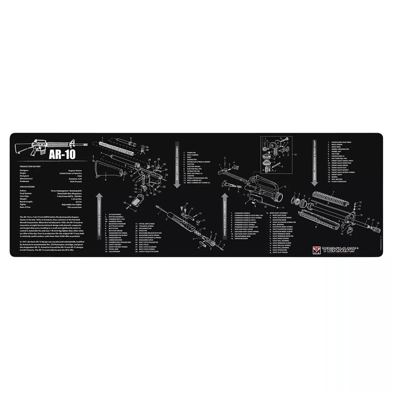 TekMat AR-10 Parts Diagram Cleaning Mat