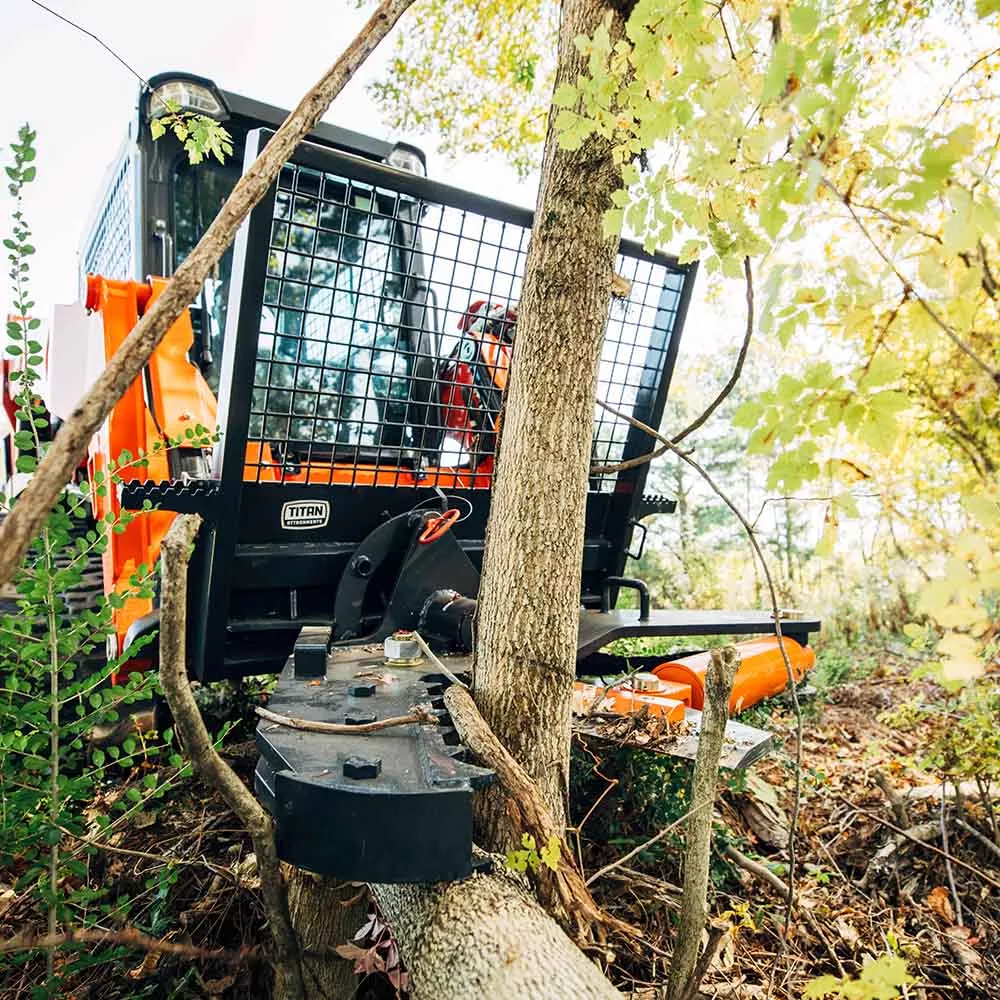 Titan Attachments Rotating Tree Shear | Max Cut Diameter 12″ inches | Overall Width 55″ inches | Oil Flow Range 12–32 GPM | For Skid Steers