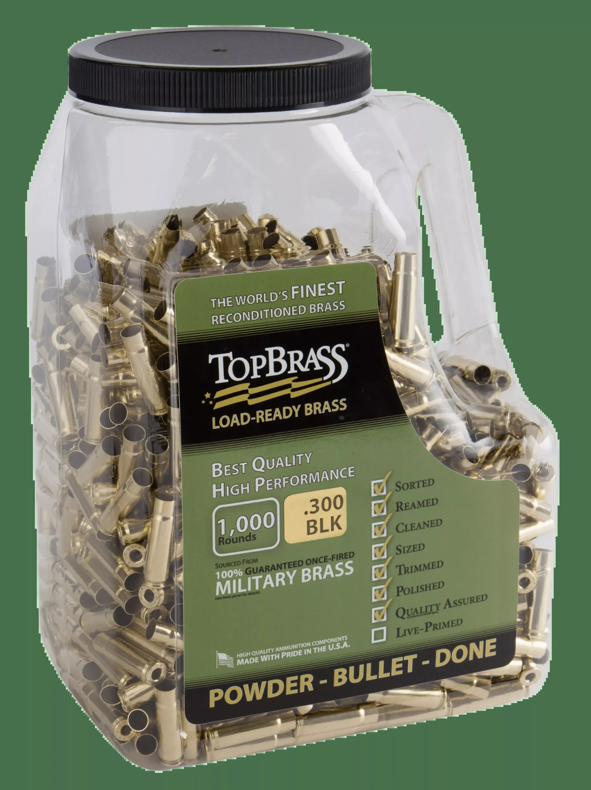 Top Brass Once Fired Unprimed – Brass .300 Aac 1000ct Jug