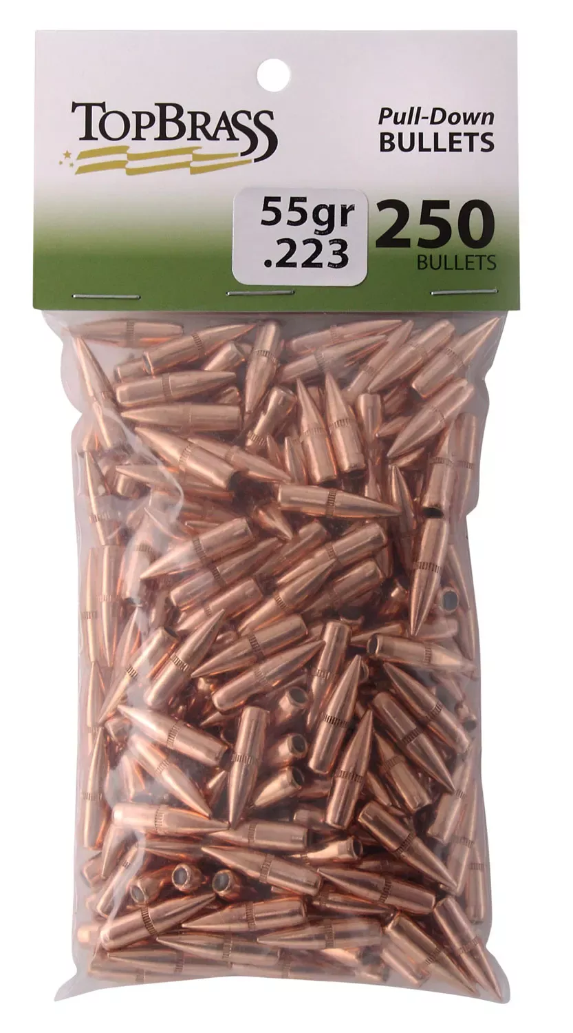 Top Brass Pull-Down.223 55 gr Full Metal Jacket Boat-Tail (FMJBT) 250 Per Bag