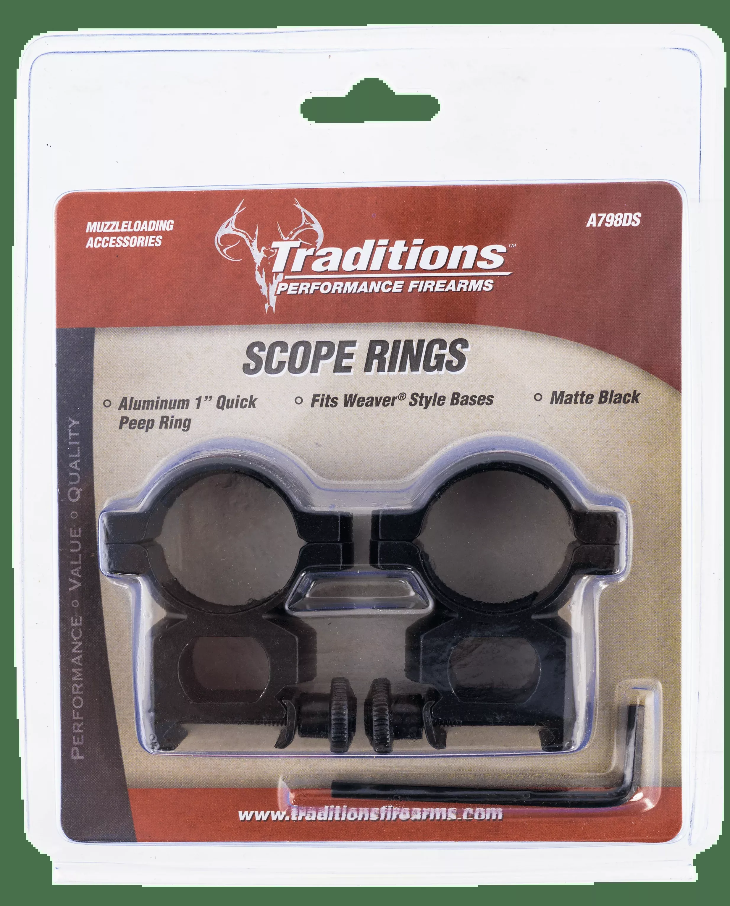 Traditions Scope Ring Set, Trad A798ds Alum 1in Rings Quick Peep