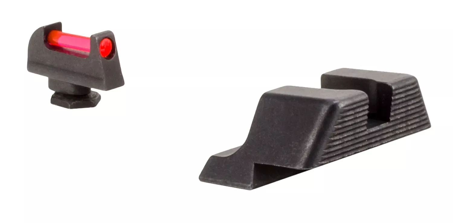 Trijicon Fiber Sight SetInterchangeable Fiber Optic Green & Red Front, Black Rear Black Frame for Most 9/40 Glock
