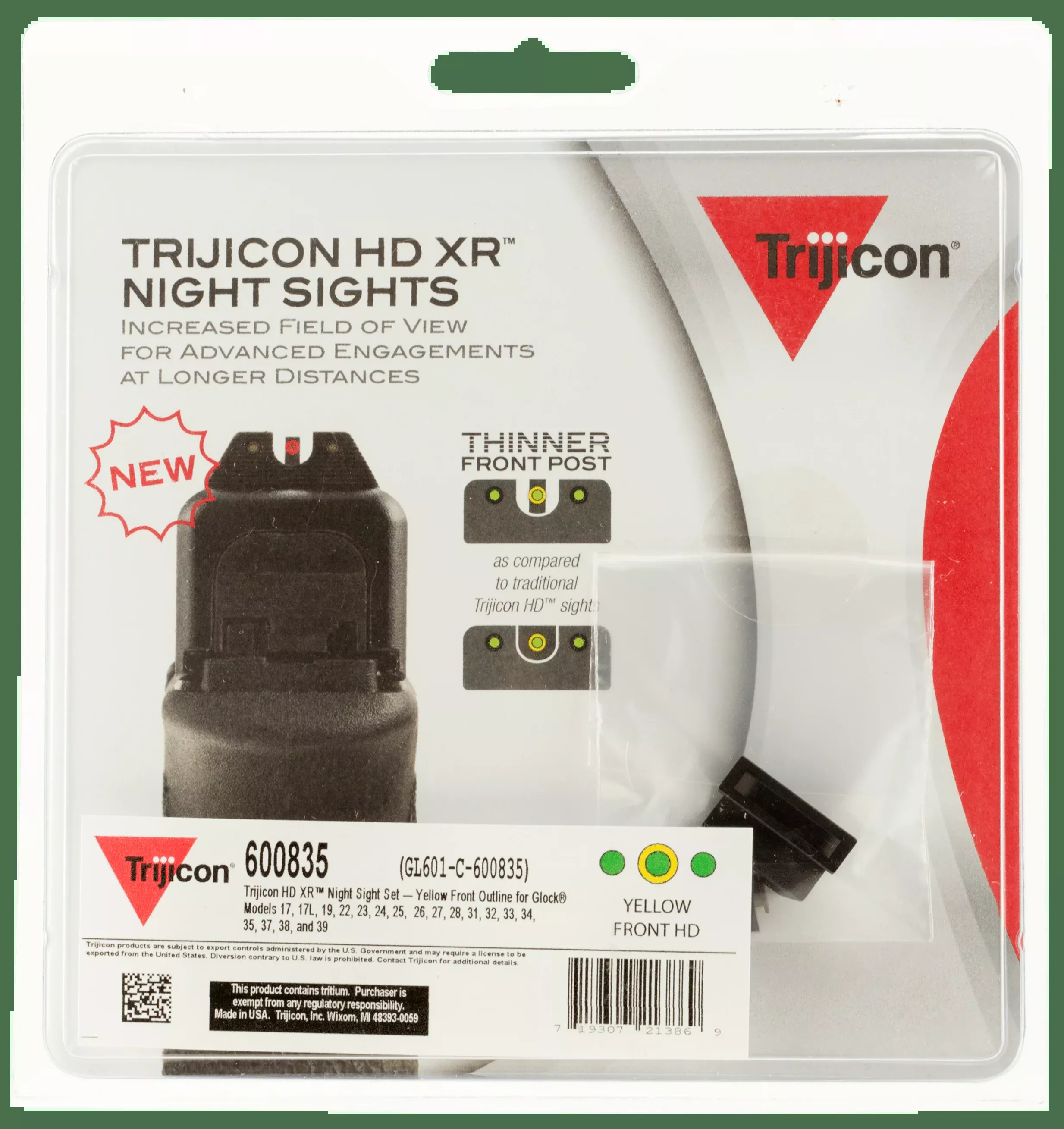Trijicon Night Sight Set Hd Xr - Yellow Outline For Glock 17