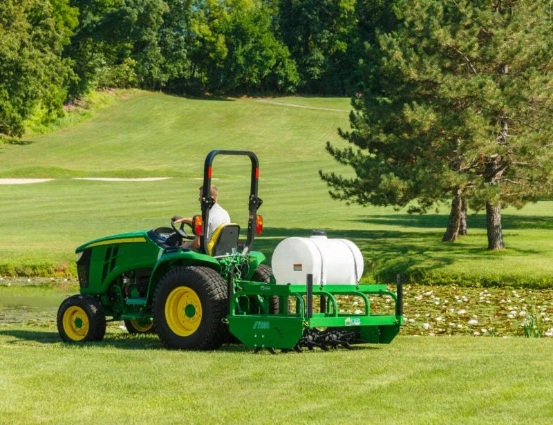 TurfTime Advantage Aerator | Model AA-7200 | Overall Width 72″ | Capacity 65 Gallons | Horsepower 35-50 HP | For Tractors