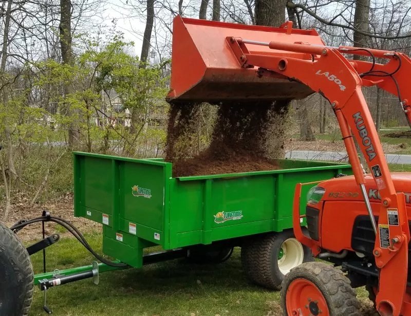 TurfTime Medium-Duty Dump Trailer | Model DT-6 | Overall Width 66″ | Trailer Capacity 3 Tons | Horsepower 30-50 HP | For Tractors