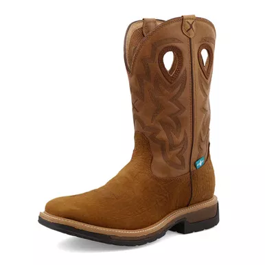 TWISTED X Men's 12in Lite Western Dark Brown/Tan Work Boot (MLCWW05)