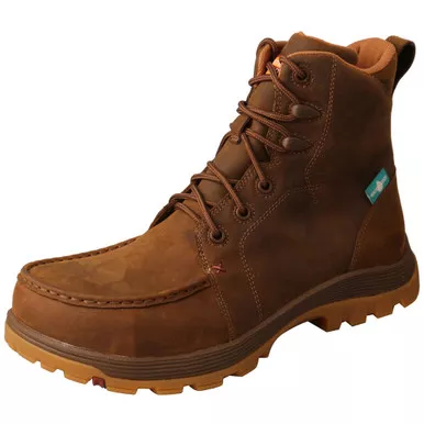 TWISTED X Men's Distressed Saddle 6in Work Oblique Toe Boot (MFSWNW1)