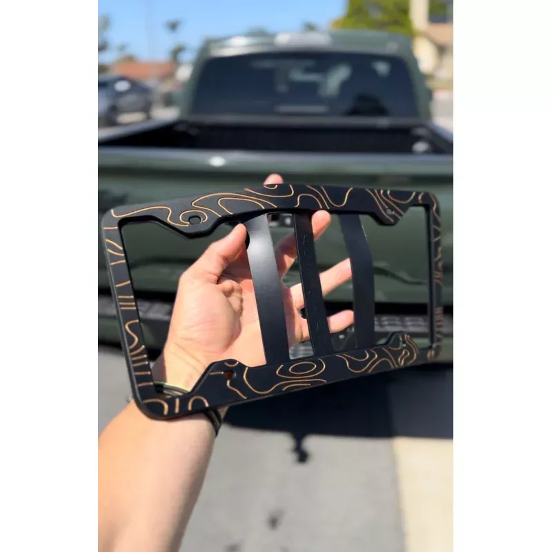 Two-Tone Silicone Topographic License Plate Frame – Anti-Rattle, Anti-Scratch Plate Wrap