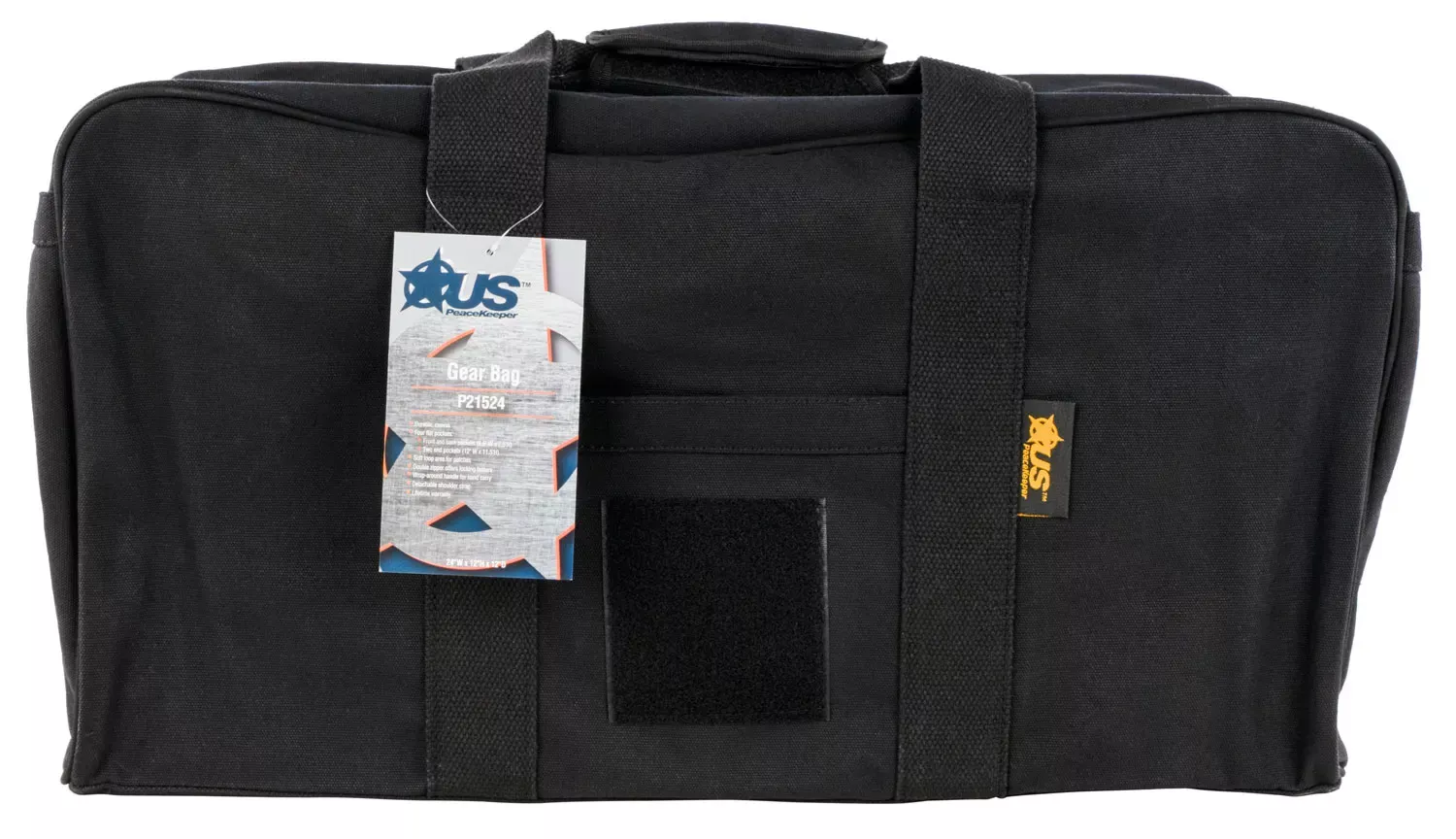 US PeaceKeeper Gear BagBlack Canvas with 4 Flat Pockets, Soft Loop Area, Lockable Zippers & Detachable Shoulder Strap