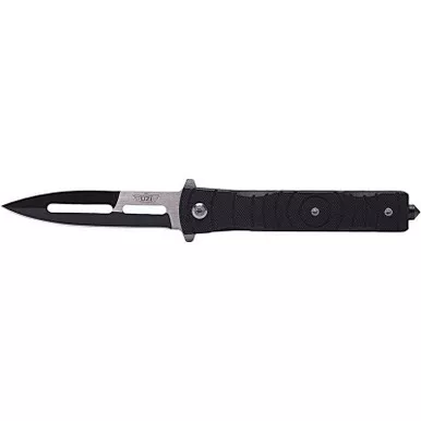 UZI UZK-FDR-014 Mossad III Spring Assisted Folding Knife Stainless Steel Plain Edge Blade, Black G10 Handle