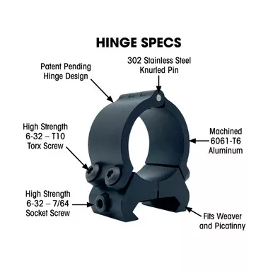 VersaRing S1 Universal Scope Rings 1 Inches, Hinge, Black