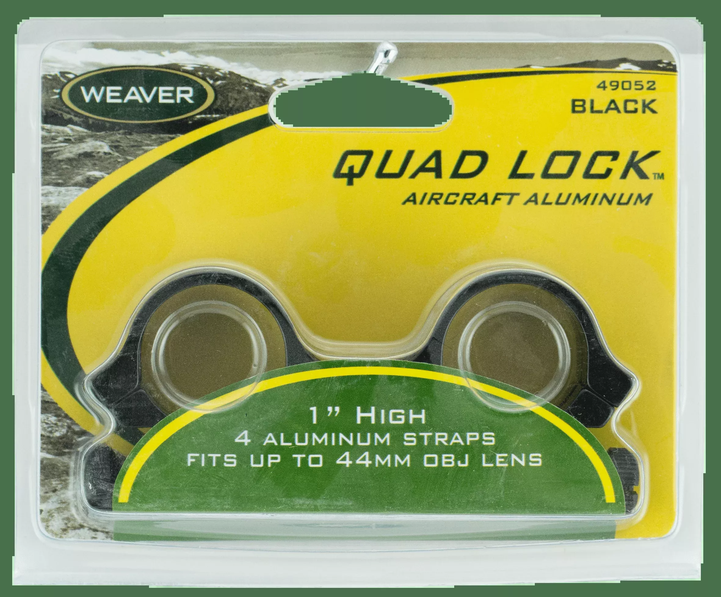 Weaver Rings Detachable Quad- – Lock 1″ High Black .332″