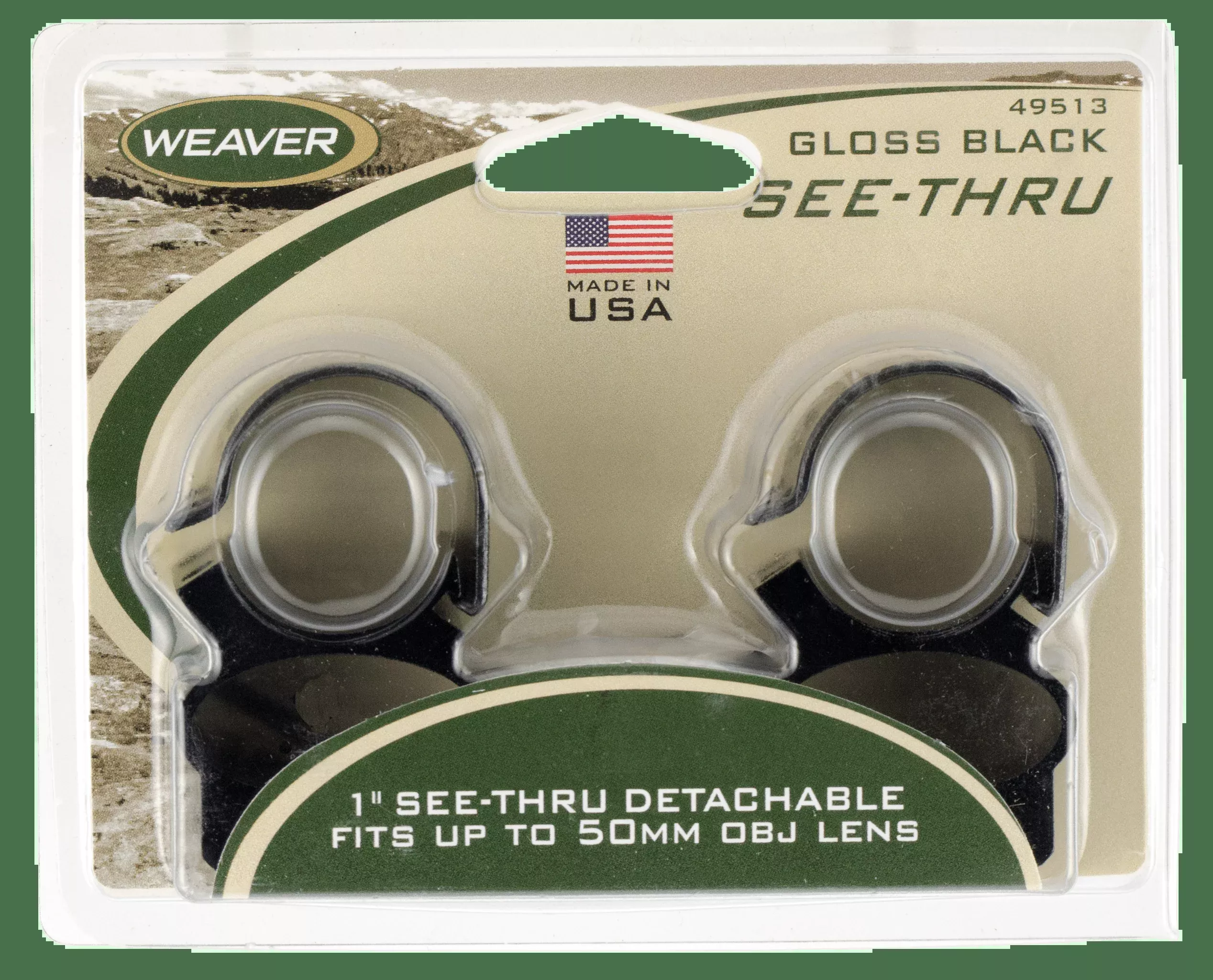 Weaver Rings Detachable Top – Mount See-thru 1″ Black