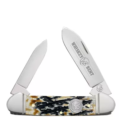 Whiskey Bent Carved Burnt Bone Traditional Pocket Knife