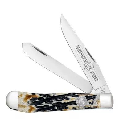Whiskey Bent Carved Burnt Bone Trapper WB11-16 Bone Handle