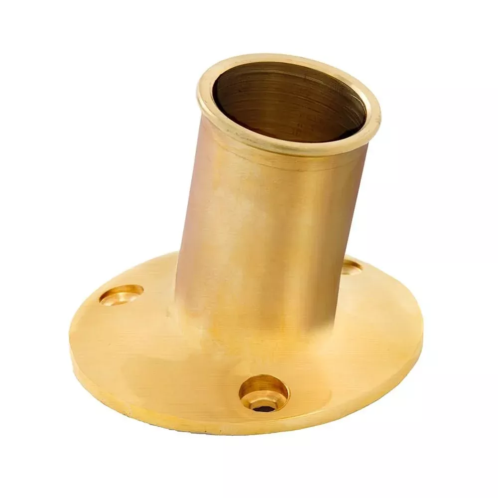 Whitecap Top Mount Flag Pole Socket – 1″ ID – Polished Brass – S-5002BC
