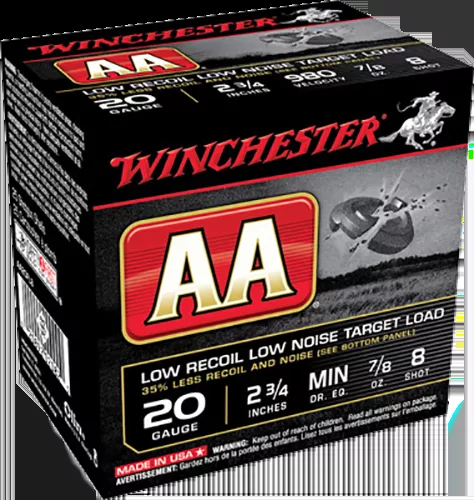 Winchester AA Low Recoil 20ga 2-3/4″ 7/8oz #8 25rd