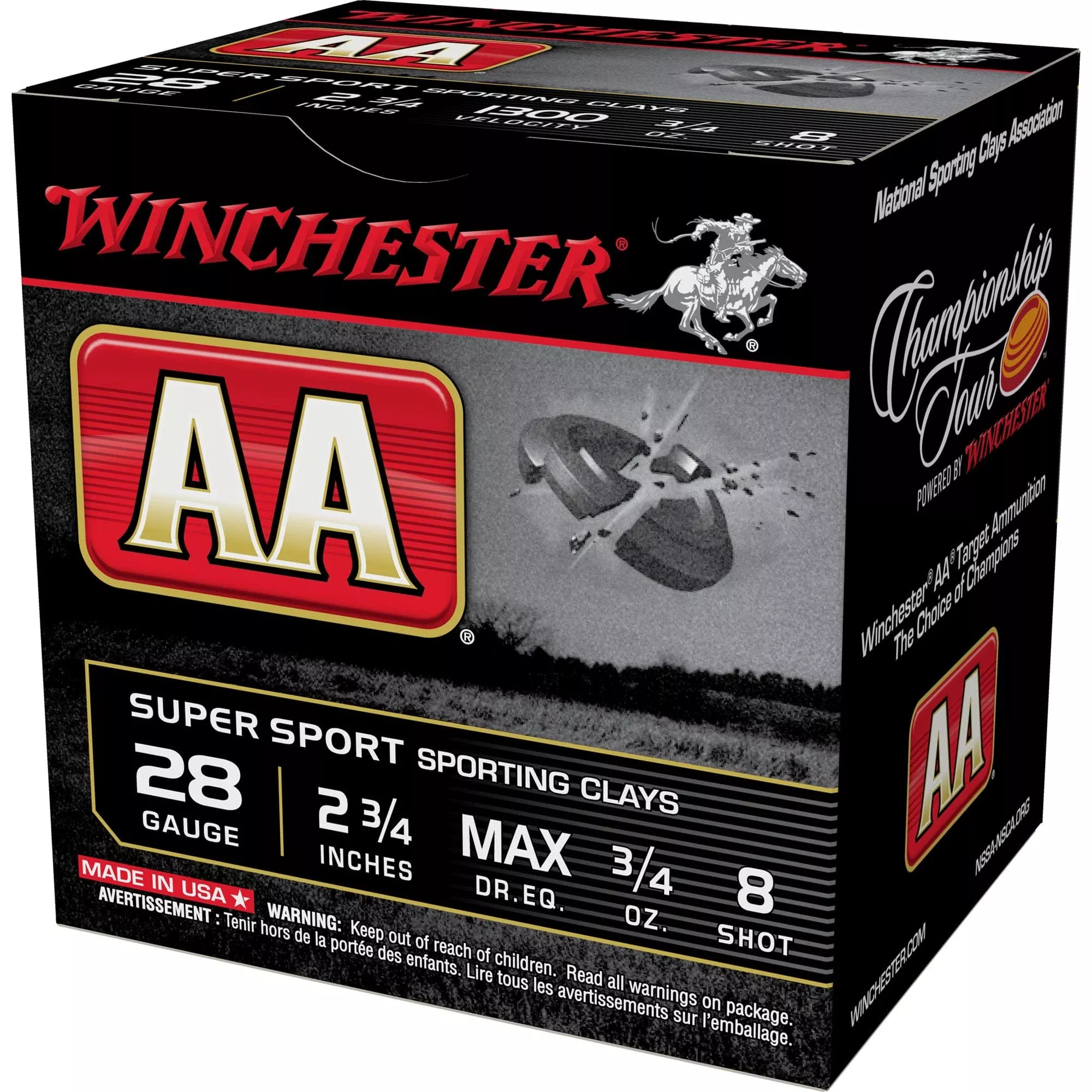 Winchester Aa Trgt 28ga 2.75″ – 25rd 10bx/cs 1300fps 3/4oz #8