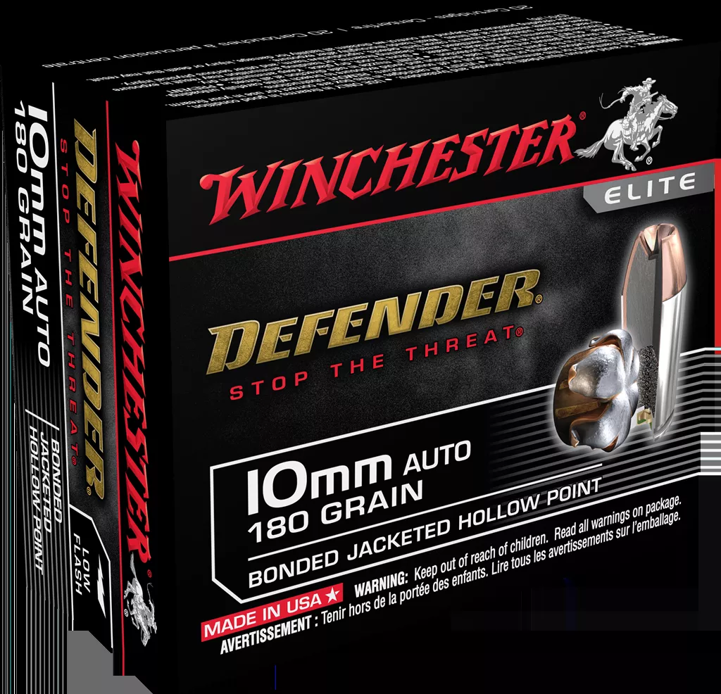Winchester Ammo Defender 10MM 180 Gr Bonded Jacket Hollow Point 20/Box